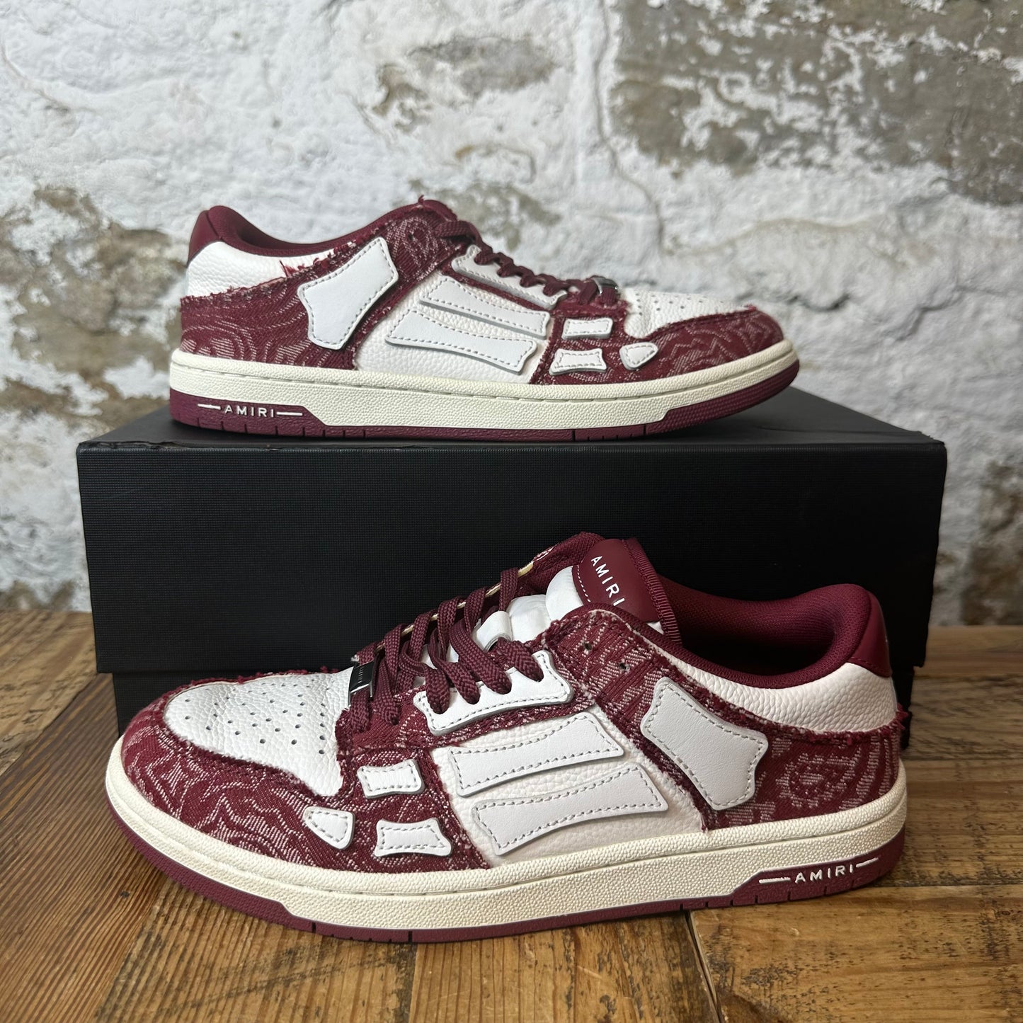 Amiri White Skeleton Burgundy White Sneaker Sz 7 (40)