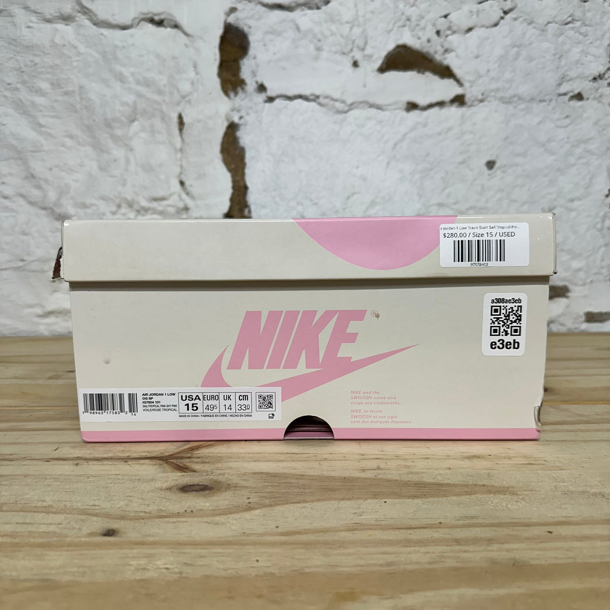 Air Jordan 1 Low Travis Scott Sail Tropical Pink Sz 15