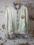 Casablanca White Peacock Satin Varsity Jacket Sz L