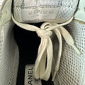 Chanel CC Embossed Beige Black Trainer Sneaker Sz 12 (45)