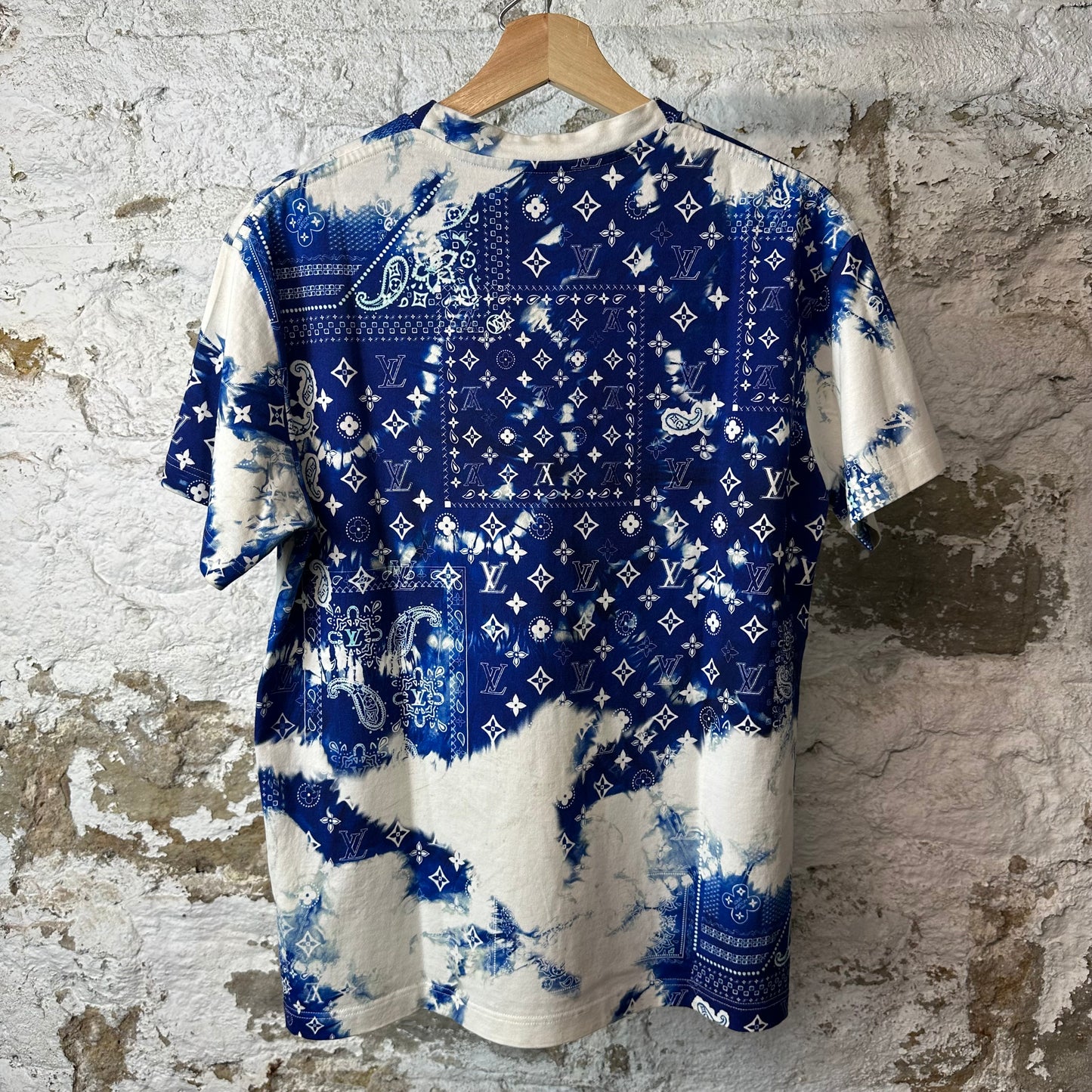 Louis Vuitton Blue Monogram Bandana White T-Shirt Sz XS