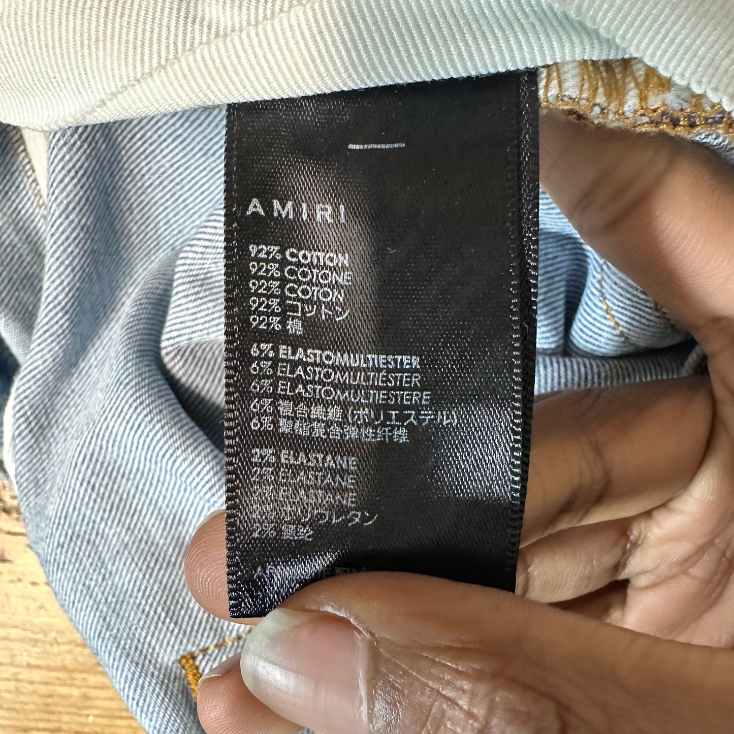 Amiri MX1 Blue Tan Mohair Blue Denim Jeans Sz 31