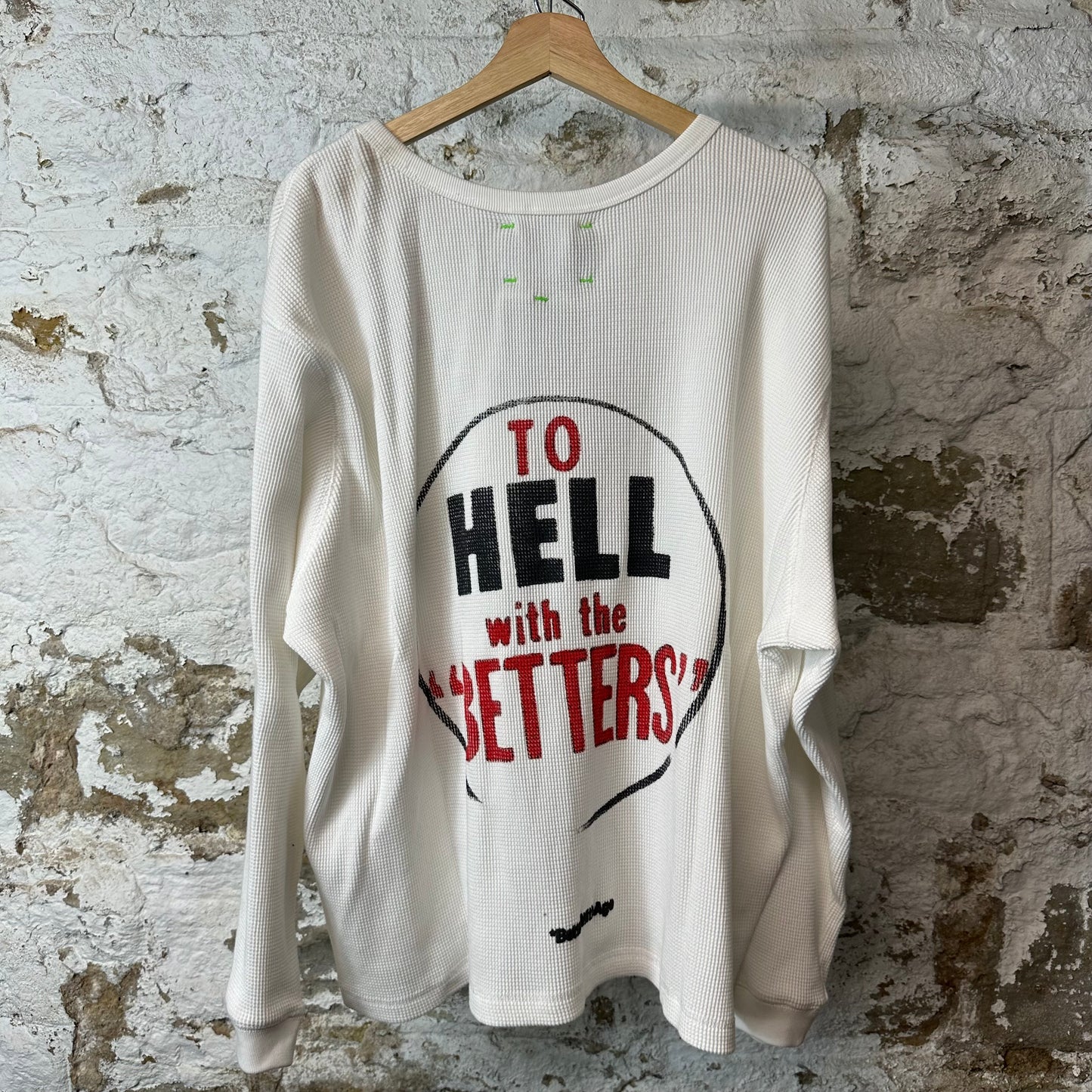 Better With Age Chamomille Waffle White Thermal Long Sleeve Sz XL