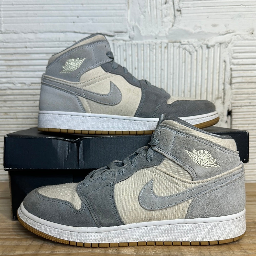 Air Jordan 1 Mid SE Coconut Milk Particle Grey Sz 7Y