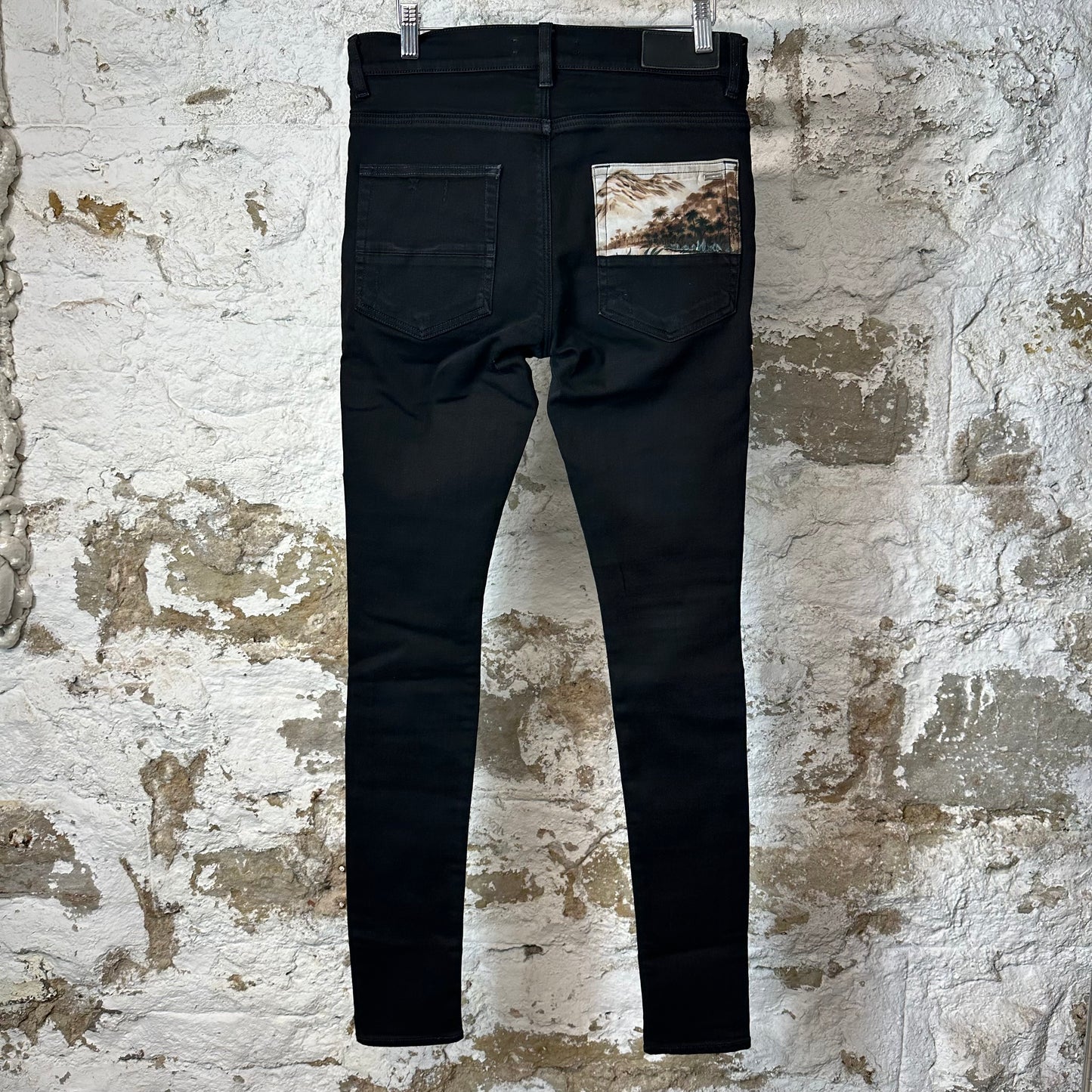 Amiri Star Art Patch Black Denim Jeans Sz 31