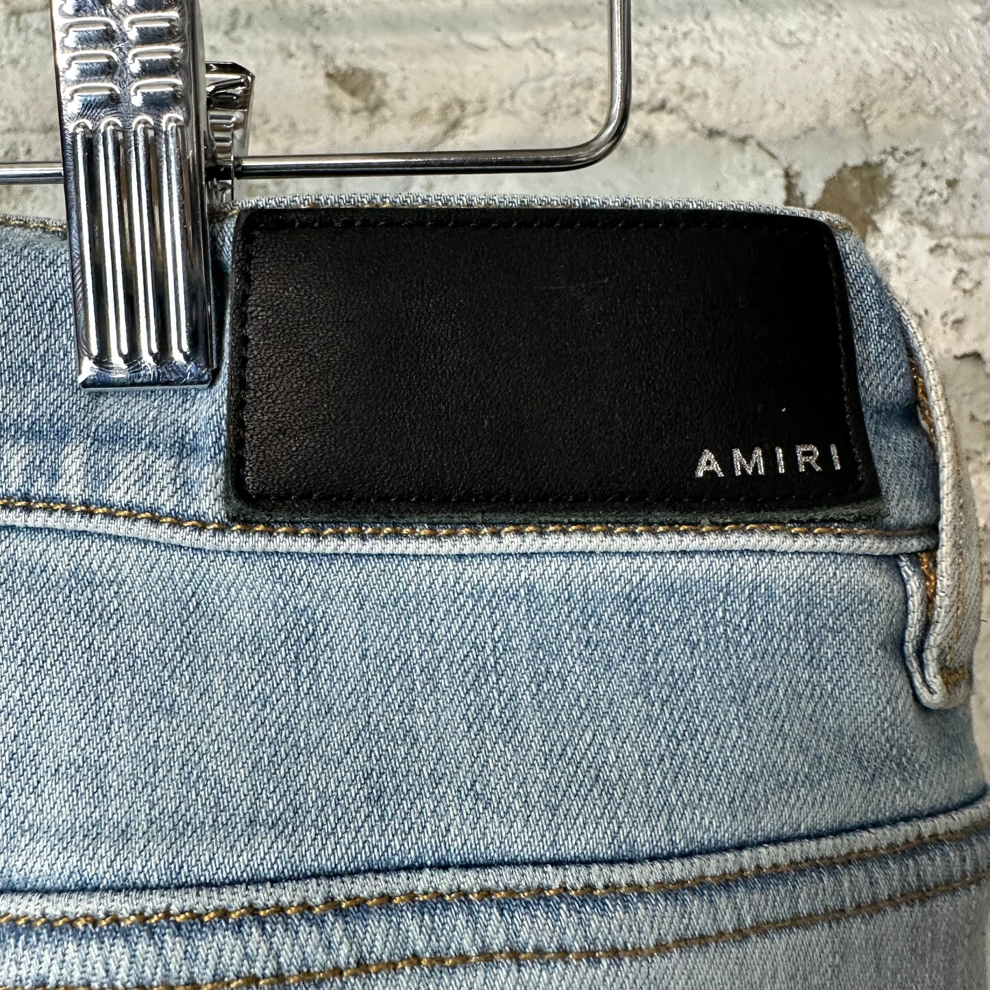 Amiri MX1 Leopard Print Blue Denim Jeans Sz 33