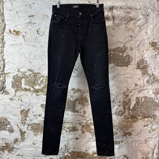 Amiri Knee Rip Shotgun Black Denim Jeans Sz 29