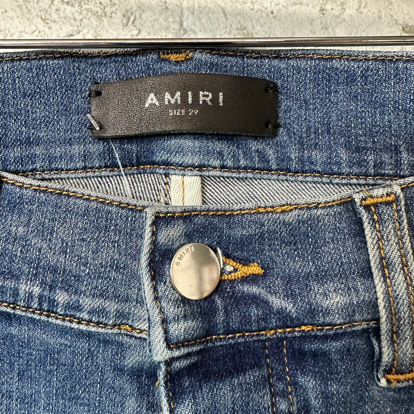 Amiri Knee Stitch Plain Blue Denim Jeans Sz 29
