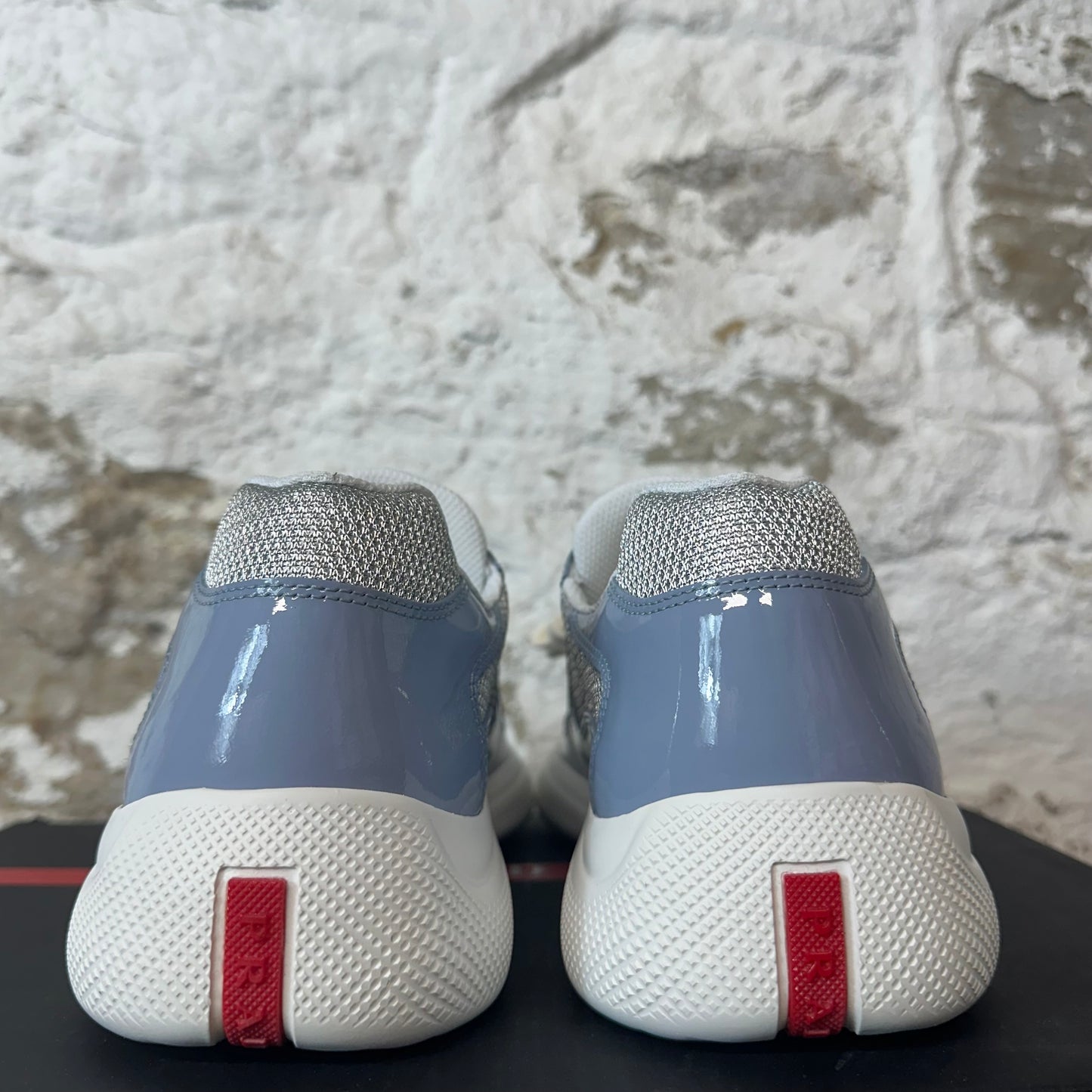 Prada Americas Cup Astrale Argento Patent Sneaker Sz 8.5 DS