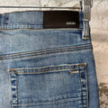 Amiri MX1 Black Leather Dark Blue Denim Jeans Sz 32 DS