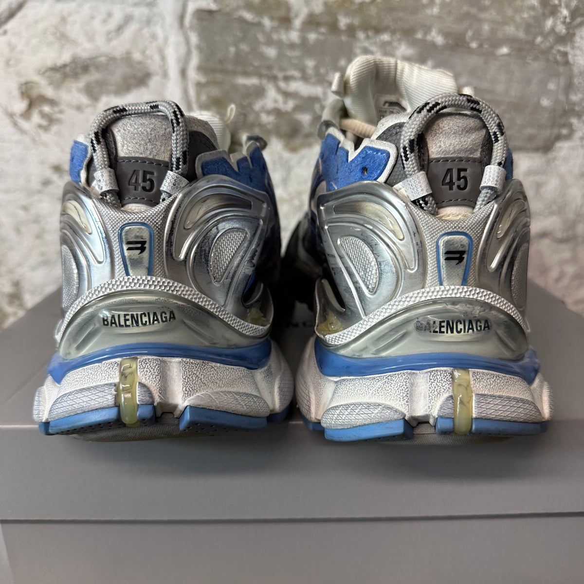 Balenciaga Runner Blue White Grey Worn Out Sneaker Sz 12 (45)