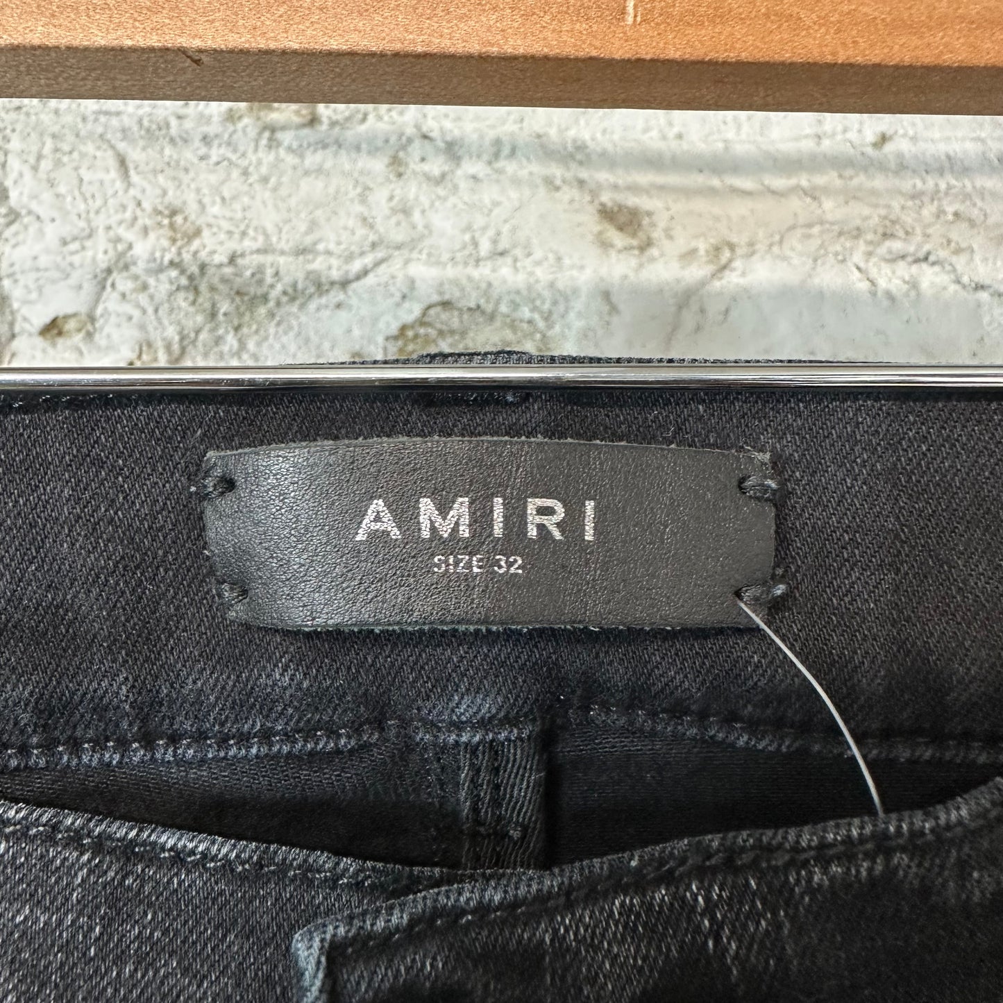 Amiri MX1 Camo Patch Black Denim Jeans Sz 32