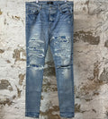 Amiri MX1 Indigo Paisley Blue Denim Jeans Sz 36