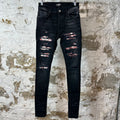 Amiri MX1 Red Tie Dye Black Denim Jeans Sz 28