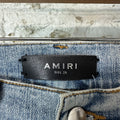 Amiri Teal Velour Stripe Washed Blue Denim Jeans Sz 28
