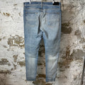 Amiri MX1 Cracked Orange Blue Denim Jeans Sz 38
