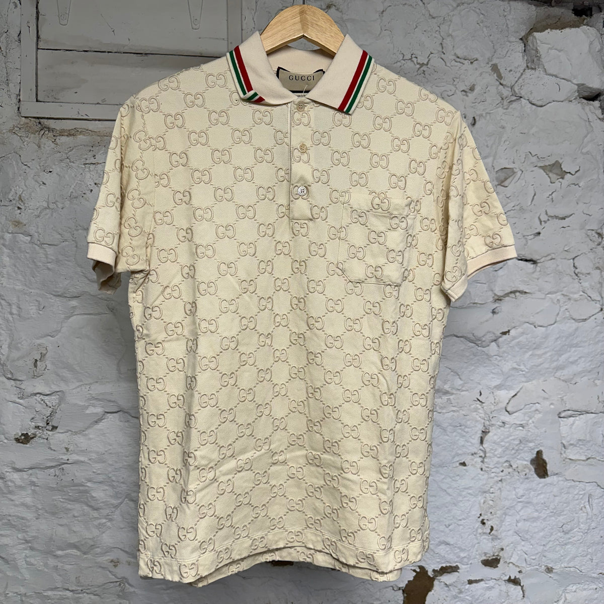Gucci GG Monogram Cream Polo Sz S