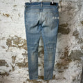 Amiri White Flower Print Blue Denim Jeans Sz 32