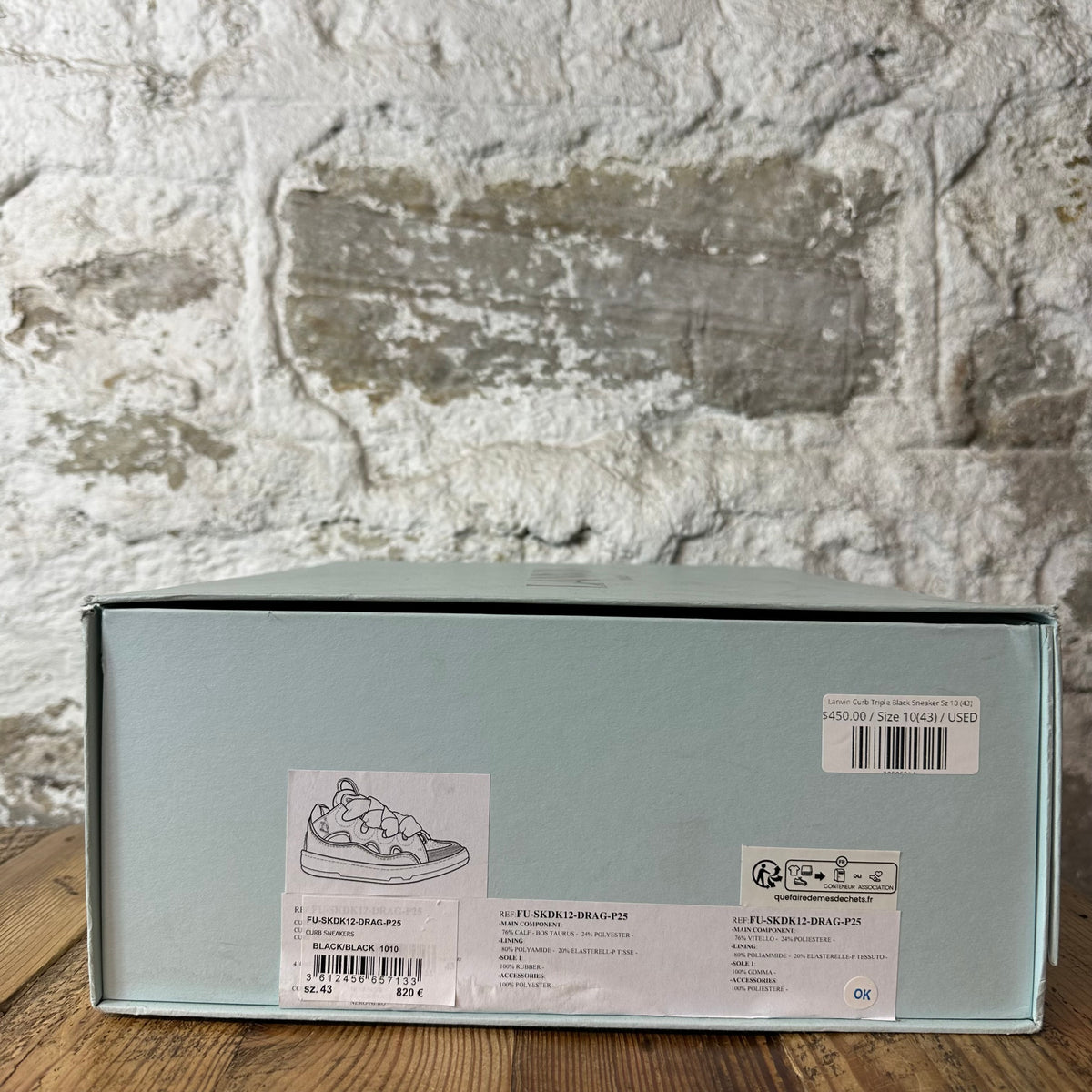 Lanvin Curb Triple Black Sneaker Sz 10 (43)