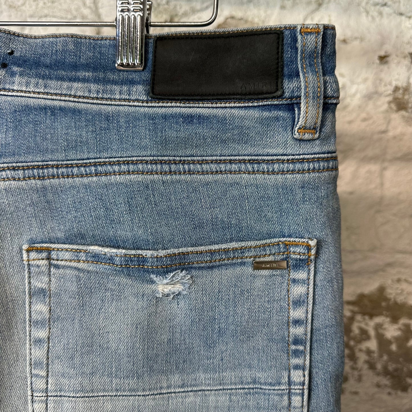 Amiri MX1 Multicolor Flannel Blue Denim Jeans Sz 34