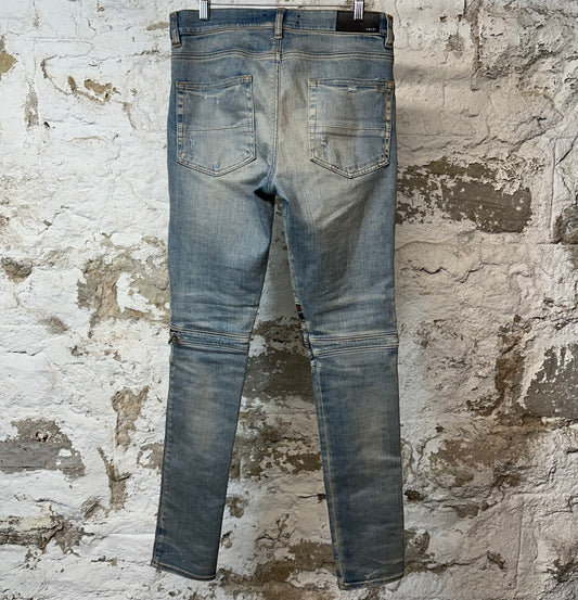 Amiri MX2 Multicolor Flannel Blue Denim Jeans Sz 31