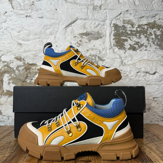 Gucci Flashtrek Yellow Black Brown Sneaker Sz 8.5