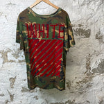 Off White Green Camo Red Lines T-shirt Sz M