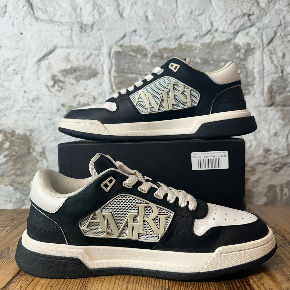 Amiri Quad Classic Logo Black White Sneaker Sz 10 (43)