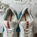 Prada Americas Cup Teal Blue Patent White Sz 6.5 No Box