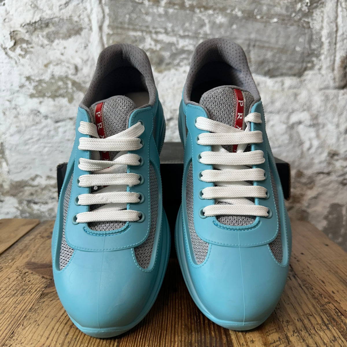 Prada Americas Cup Turquoise Rubber Sneaker Sz 6.5 (39)