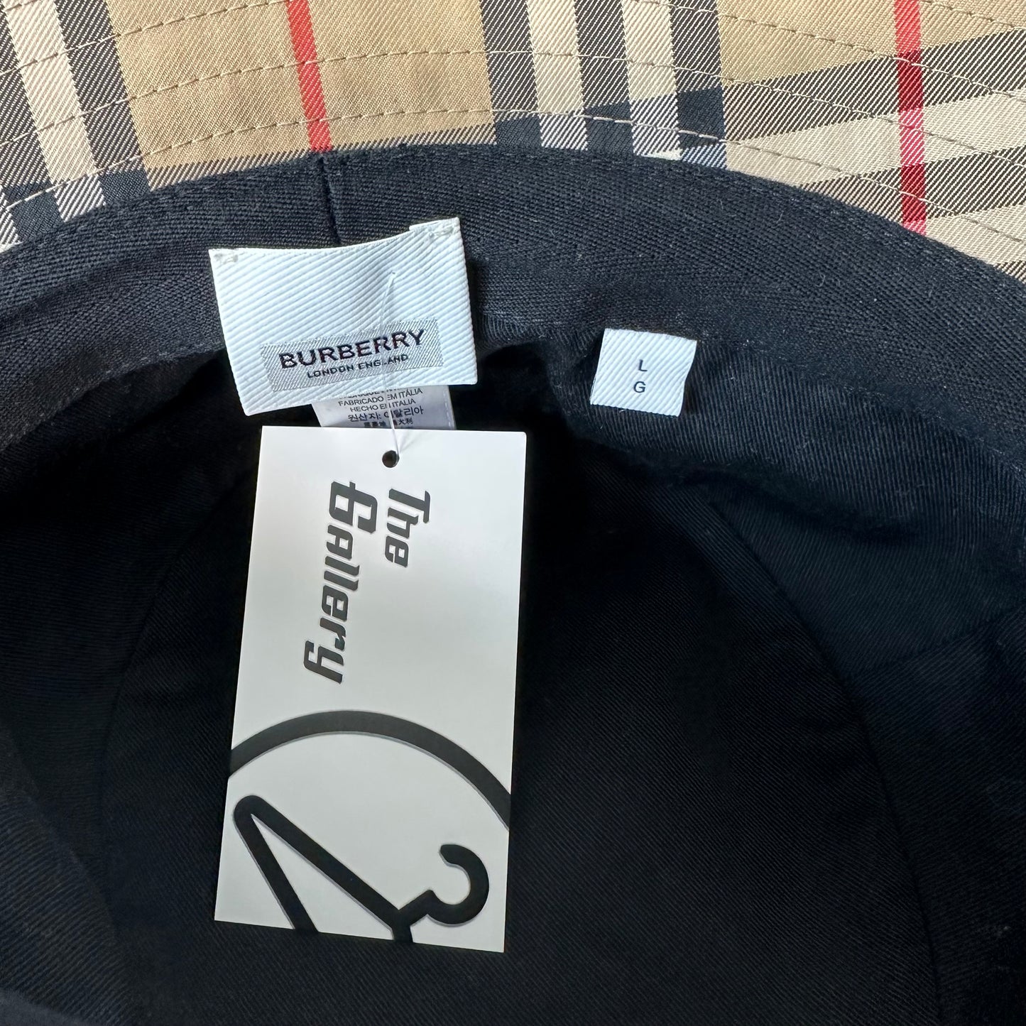 Burberry Brown Plaid Bucket Hat Sz L