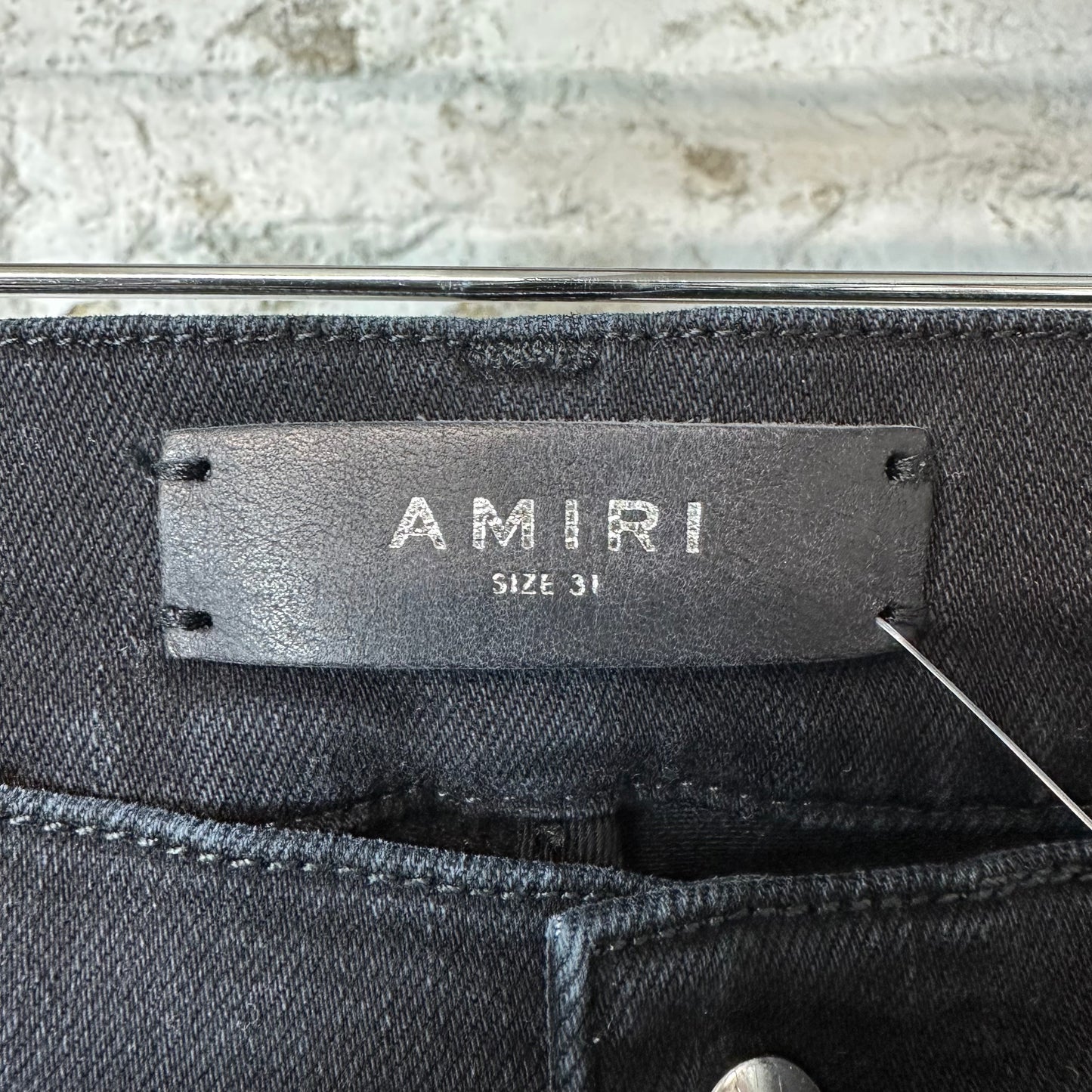 Amiri Distressed Side Spell Black Denim Jeans Sz 31