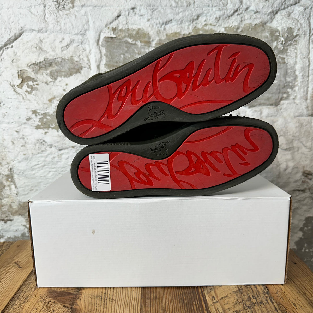 Christian Louboutin Olive Suede Spike Sneaker Sz 8 (41)
