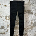 Amiri MX1 Black Leather Black Denim Jeans Sz 32