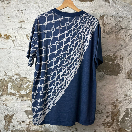 Louis Vuitton Net Monogram Knit T-shirt Blue Sz M