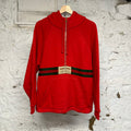 Gucci Web Stripe Half Zip Red Hoodie Sz XXS