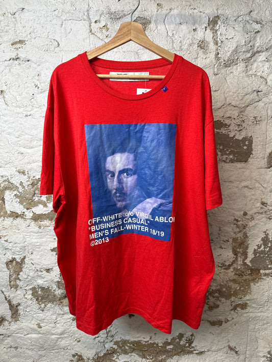 Off White Blue Bernini T-shirt Red Sz L