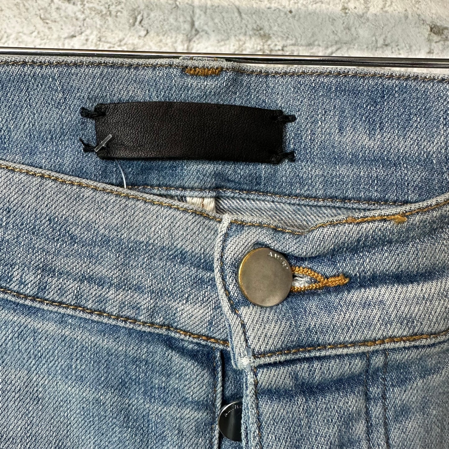 Amiri MX1 Camo Spell Blue Denim Jeans Sz 36