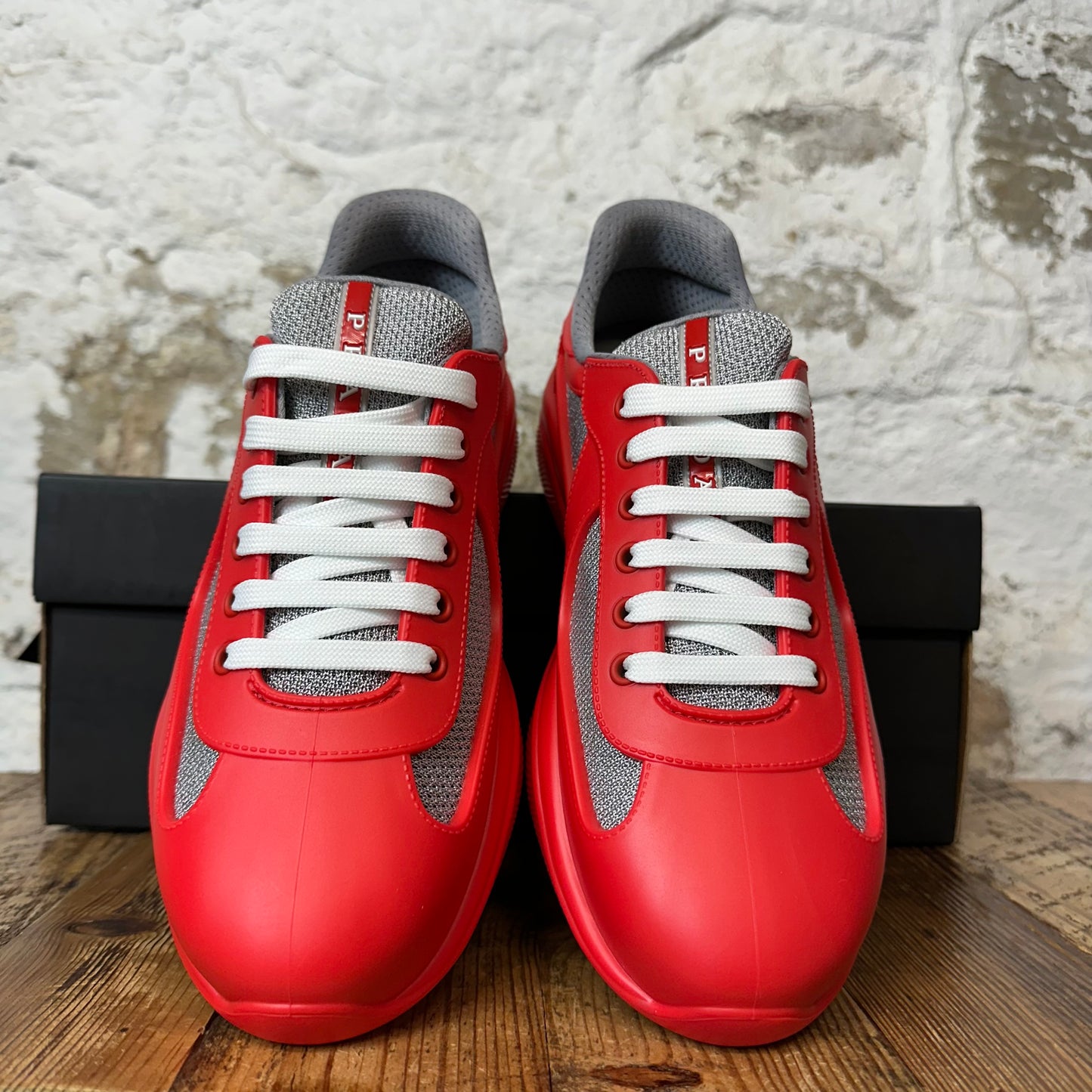 Prada Americas Cup Rosso Rubber Sneaker Sz 7 (40) DS