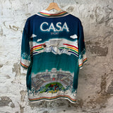 Casablanca Teal Blue Button Up Shirt Sz M