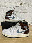 Air Jordan 1 Mid Brown Blue Grey Sz 8