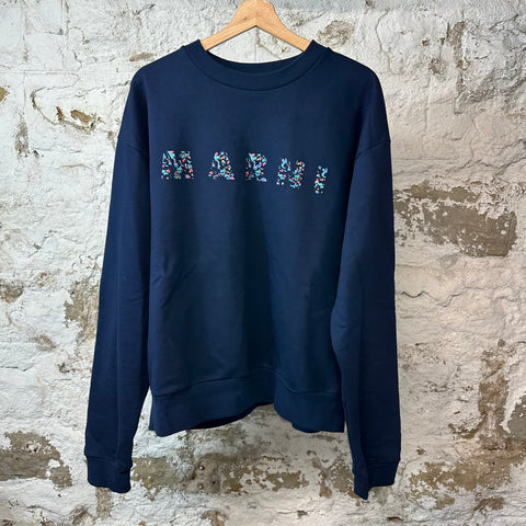 Marni Multicolor Spellout Navy Blue Crewneck Sz S (46)