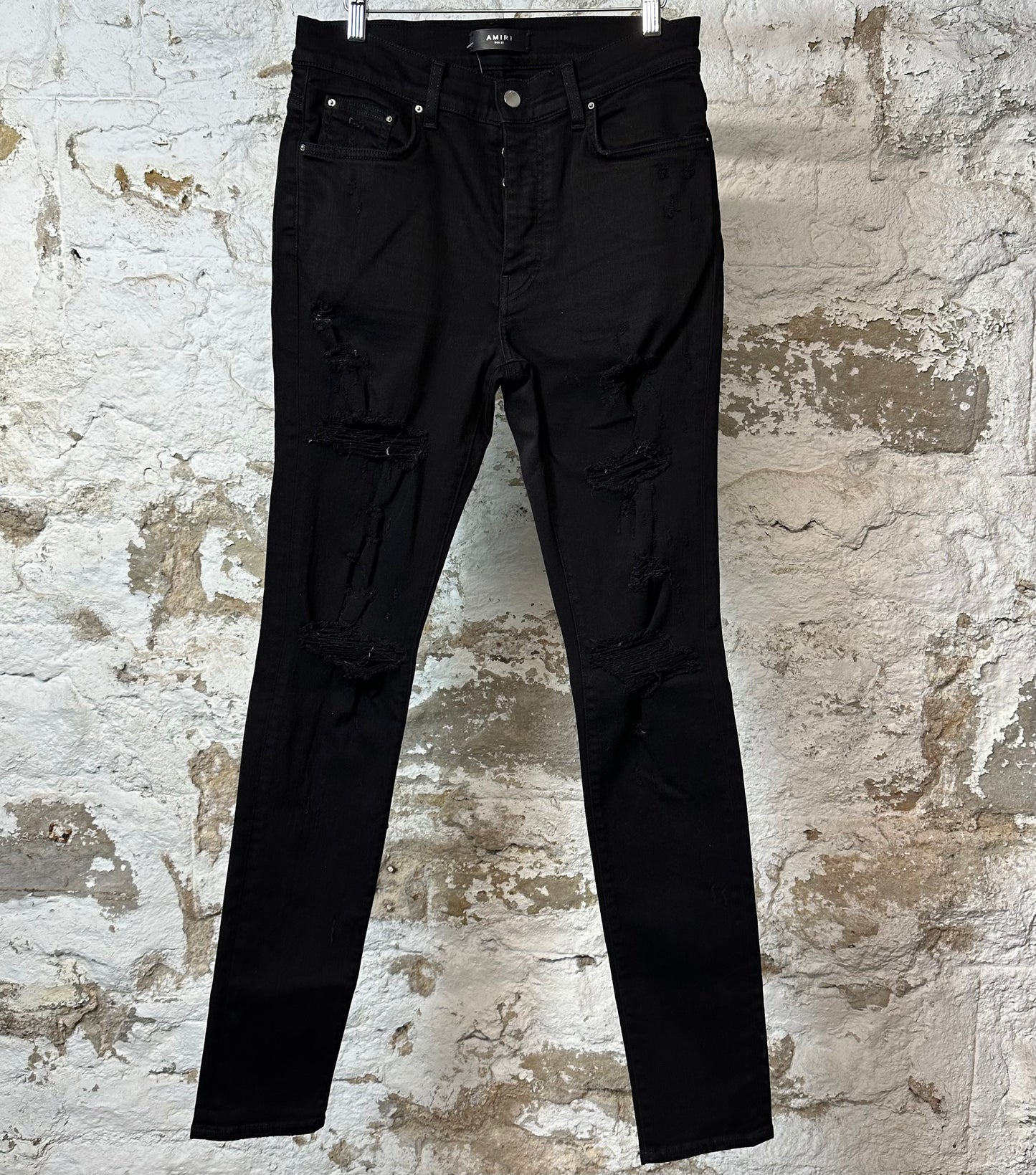 Amiri DIstressed Plain Black Denim Jeans Sz 32