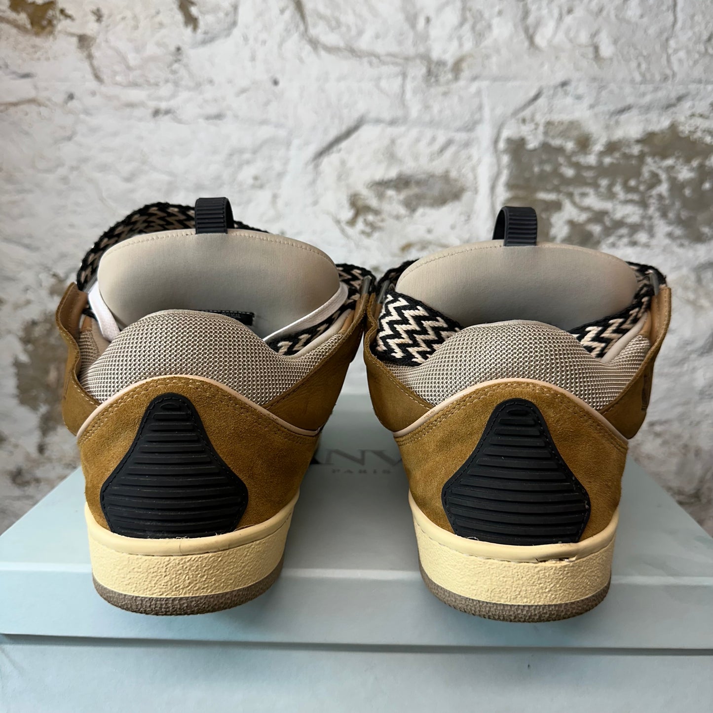 Lanvin Curb Black White Lace Brown Sneaker Sz 11 (44)