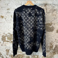 Louis Vuitton Flock Monogram Navy Sweater Sz XL