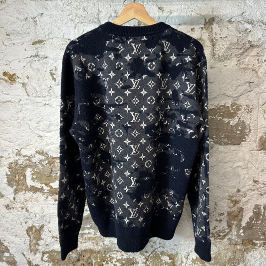 Louis Vuitton Flock Monogram Navy Sweater Sz XL