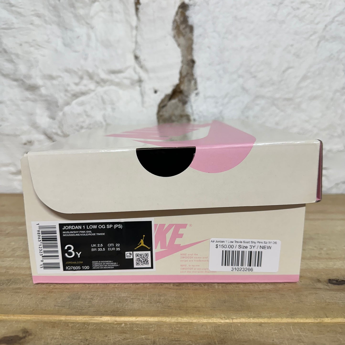 Air Jordan 1 Low Travis Scott Shy Pink Sz 3Y DS