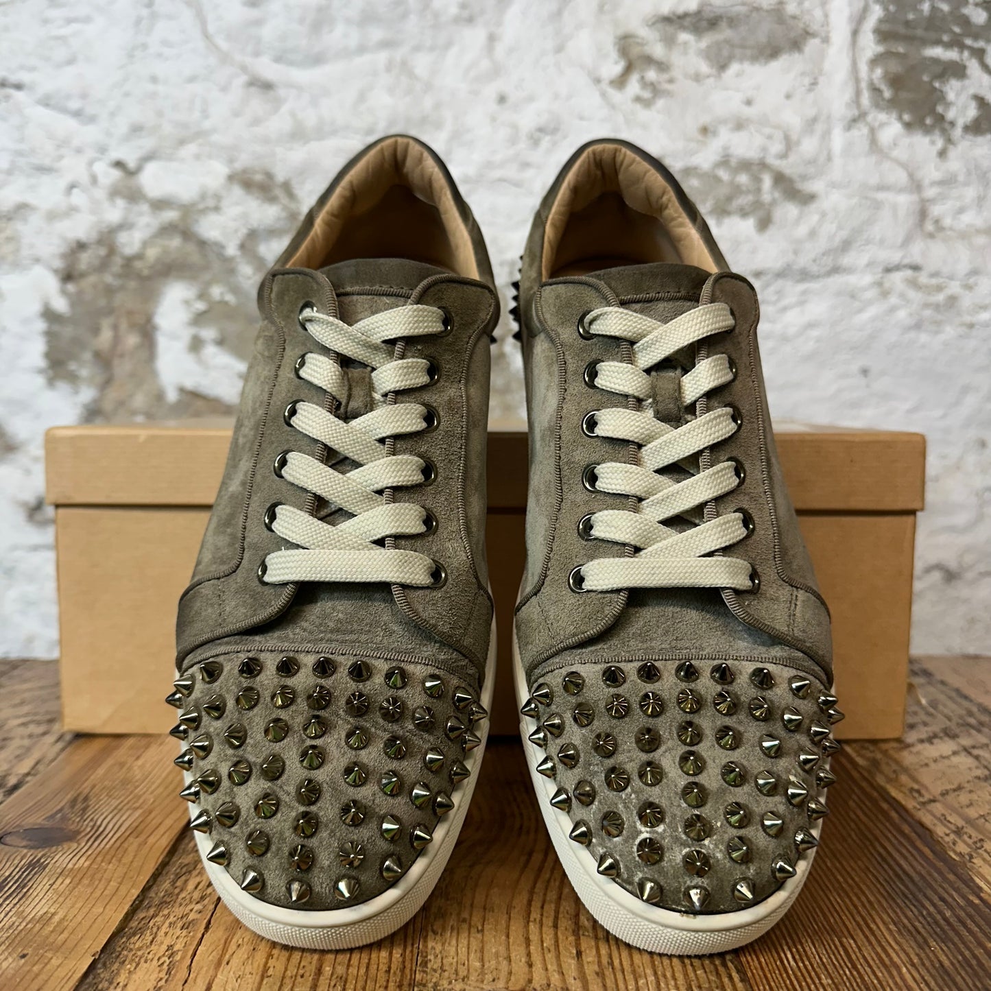 Christian Louboutin Khaki Suede Spike Sneaker Sz 8 (41)