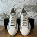 Prada Americas Cup White Patent Grey White Sneaker Sz 9