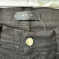 Amiri MX1 Black Leather Black Denim Jeans Sz 32